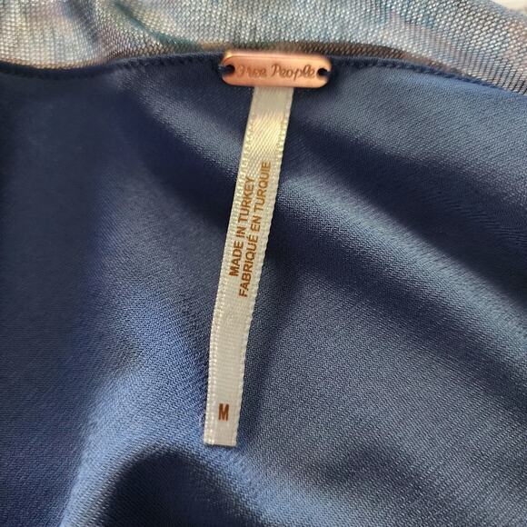 Free People Off Shoulder Blue Chloe Bodycon Mini Dress Size Medium - Picture 3 of 6